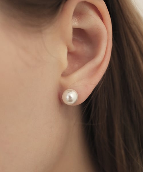 하스(has) [SLIVER925] LV010 8mm Simple pearl earrings