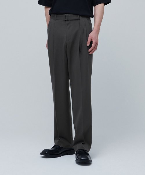 무신사 스탠다드() 리얼 와이드 벨티드 슬랙스 [건메탈] 상품 이미지