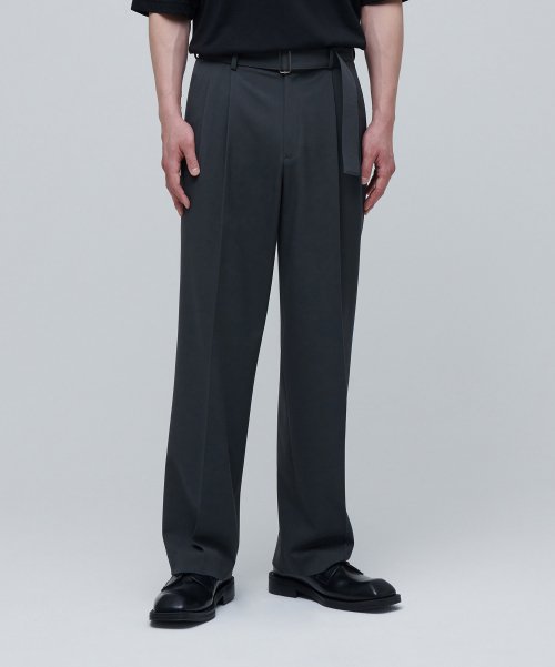 무신사 스탠다드() 리얼 와이드 벨티드 슬랙스 [아이언 그레이] 상품 이미지