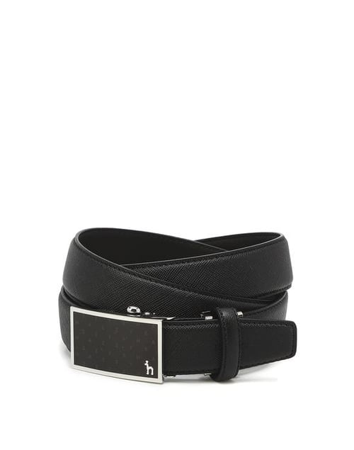 Musinsa Hazzys Men Acc Black Logo Pattern Cowhide Automatic Belt