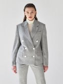 코제트(KOZETT) Wool Double Button Blazer - Gray