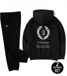 [SET] UNISEX LAUREL OVERSIZED HOODIE BLACK & TRAINING PANTS BLACK