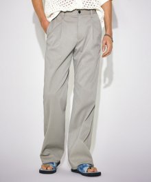 CREASE LEATHER WIDE PANTS GREY
