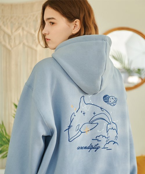 MUSINSA | CPGN STUDIO [FLEECE LINED] SERENDIPITY EMBROIDERED HOODIE SKY GRAY