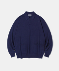 Oversize Out Pocket Cotton Collar Knit K9 Navy