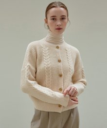 CABLE BUTTON KNIT CARDIGAN_LIGHT BEIGE