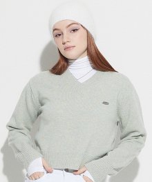 OW WOOL V NECK KNIT(GREEN)