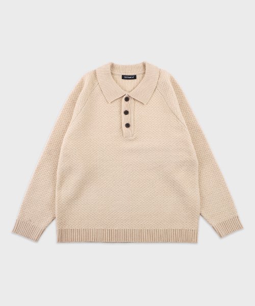 Structure collar knit_beige