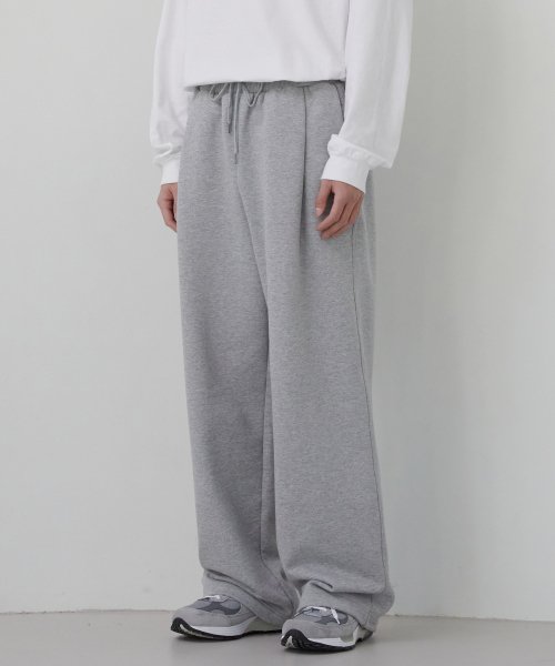 주앙옴므(JUAN HOMME) PLEATS WIDE WAVE SWEAT PANTS (MELANGE GREY