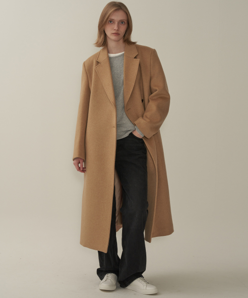 Длинное шерстяное пальто - Beige
