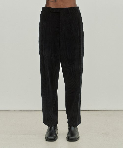Вельветовые широкие брюки со складкой (Black)