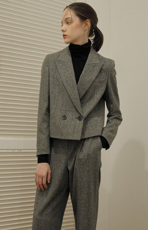 melange wool cropped jacket JWJKLK4000