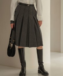 SI ST 9006 Wool Blend Pleats Skirt_HB Charcoal
