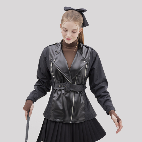 Кожаная ветровка-косуха (Black)