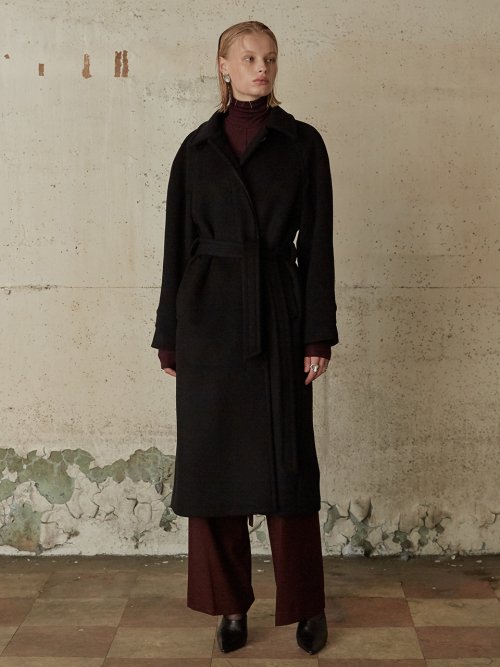 コート |MUSEE| NOIR Cashmere Classic Belted Coat_Dark Black MUSEE(뮤제) NOIR Cashmere Classic Belted Coat_Dark Black