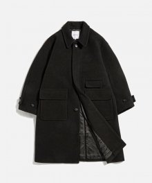 Wide Balmacaan Coat Black