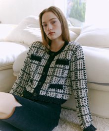 Tweed Knit Cardigan  Ivory