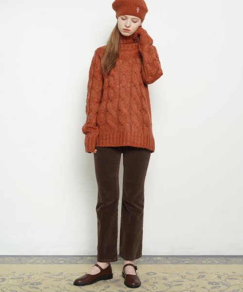 W11 cotton slim boots cut brown