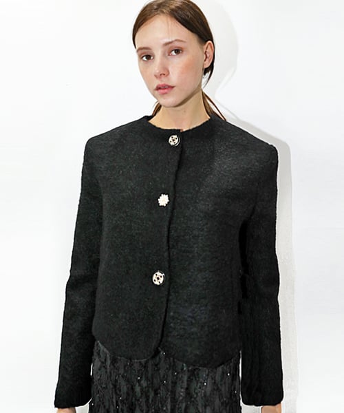 Черный шерстяной жакет Curling Wool BK JK