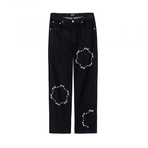 MUSINSA | OY ROUND LOGO JEANS - BLACK