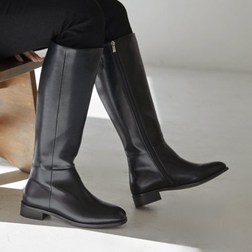 레더 롱부츠 블랙 Leather Ankle Boots_FLPRBF3W05
