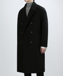 WOOLEN FINE DOUBLE COAT (BLACK)