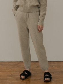 double weaving knit jogger pants (light grey)