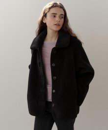 wool shearing reversible half coat (black)