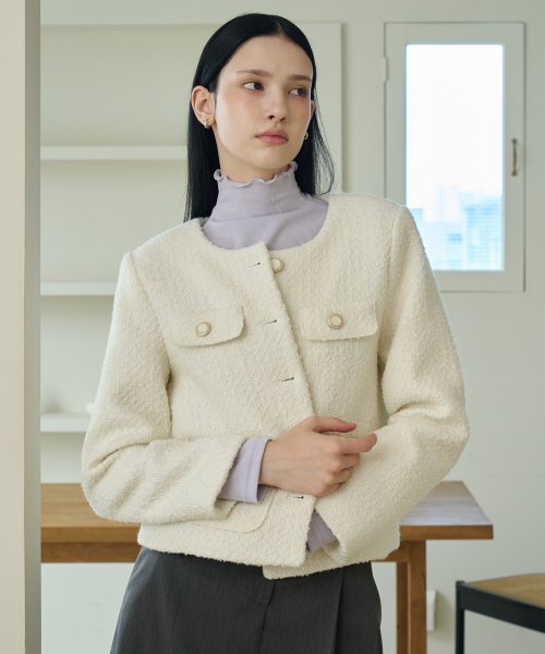 Твидовый шерстяной жакет Ivory [T43]