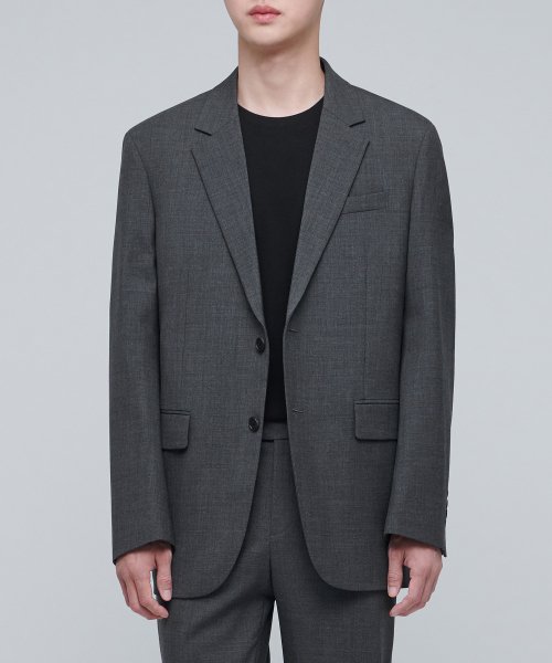 Свободный базовый шерстяной блейзер [Medium Grey]