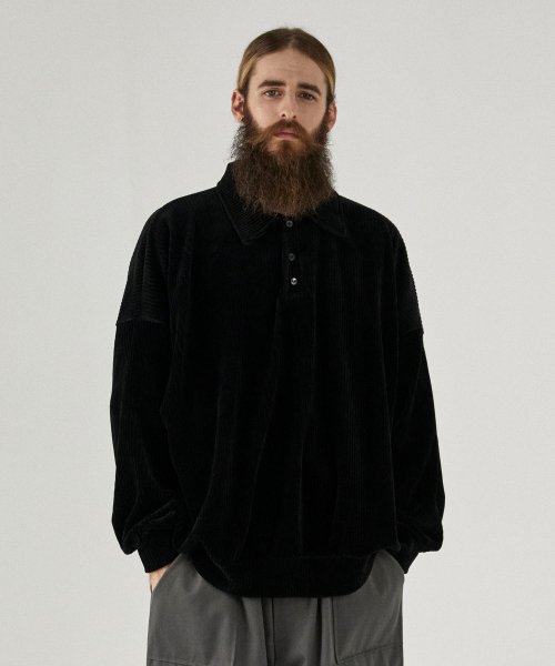 Вельветовое поло с длинным рукавом CB (Black)