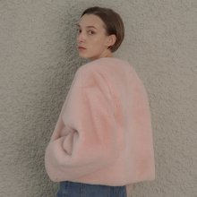 Collarless Soft Fur Jacket_Pink