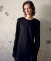 KNITLIKE WOOL JERSEY BACK EMBROIDERY POINT EDGE CUTTING TOP(Black)
