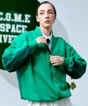 씨오엠이(COME) [UNISEX] Fleece-Back Cotton-Jersey and Padded Shell Zip-Up Sweatshirt (Green)