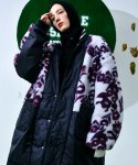 씨오엠이(COME) [UNISEX] Reversible Faux Fur Varsity Collar Coat (Purple)