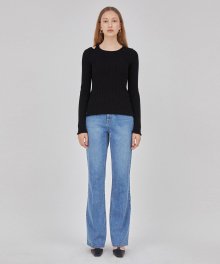 High Waist Semi Boot-cut Jeans in Blue VJ1AL114-22