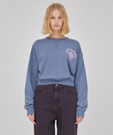 Rose Print Pigment Sweatshirt in Blue VW1WE142-22