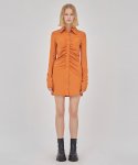 레이브(RAIVE) Shirring Mini Shirt Dress in Orange VW1AO200-62