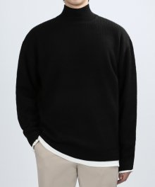 MOCK HACHI NECK KNIT (BLACK)