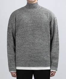 MOCK HACHI NECK KNIT (MIX GRAY)