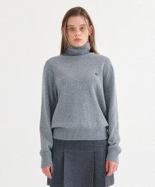 [21Winter] Roll-neck wool Turtle Neck (Melange Grey)