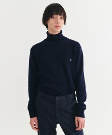 [21Winter] Roll-neck wool Turtle Neck (Navy)