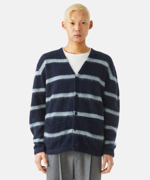 MUSINSA | BEARDED KID [Black Label] Mohair Alpaca Cardigan Navy