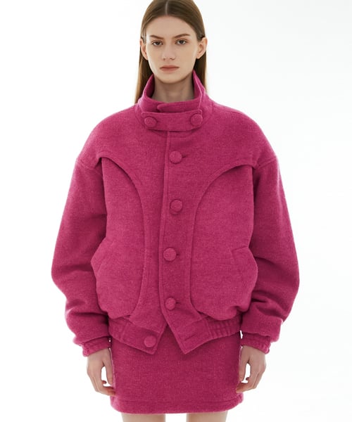 이에스씨 스튜디오(ESC STUDIO) wool high neck jacket (pink)누빔안감