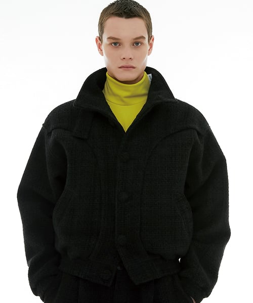 【ESC STUDIO】 wool high neck jacket 이에스씨 스튜디오(ESC STUDIO) wool high neck jacket (black)누빔