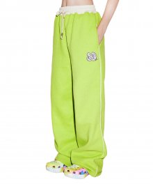 Monogram Satin Applique Sweatpants Lime