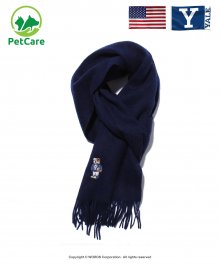 WOOL EMVROIDERY HANDSOME DAN MUFFLER NAVY