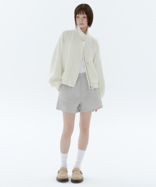 Womens Nylon Banding Shorts [Ash Grey]