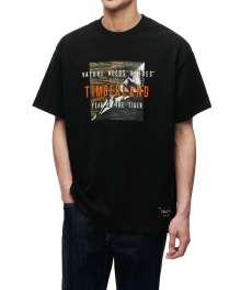 CNY 헤비 저지 반소매 티셔츠 (릴랙스드) - 블랙 / A27GE-001