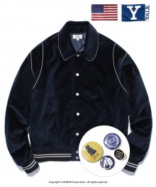 ( YALE X GANT CO-OP) VELOUR VARSITY JACKET NAVY